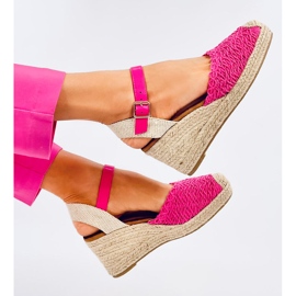 Sandalias cuña alpargata Morelli fucsia rosado 4