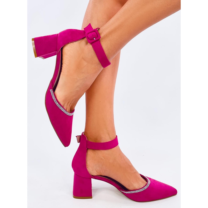 Zapatos de tacón Bardini fucsia con tira en el tobillo rosado 2