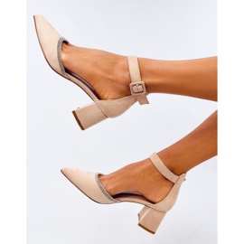Zapatos de salón Bardini nude con tira en el tobillo beige 1