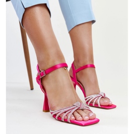 Sandalias de tacón alto brillantes rosa oscuro de Ankica rosado 1