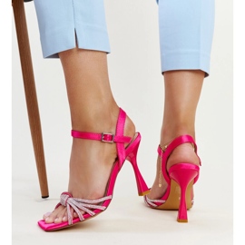 Sandalias de tacón alto brillantes rosa oscuro de Ankica rosado 3
