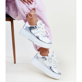 Zapatillas Lengyel de plataforma alta blancas y plateadas blanco 1