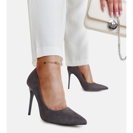 Tacones altos gris oscuro con aplicación de piel Amedie 4