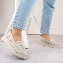 Zapatos cómodos mujer piel calada beige S.Barski LR509 6