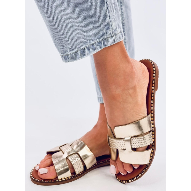 Elegantes chanclas de mujer Dalmasi Gold dorado 2 Elegantes chanclas de mujer Dalmasi Gold dorado 2