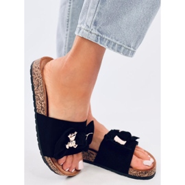 Loups Pantuflas de corcho negras con osito negro 3
