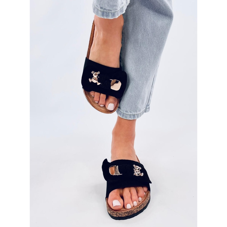 Loups Pantuflas de corcho negras con osito negro 1 Loups Pantuflas de corcho negras con osito negro 1