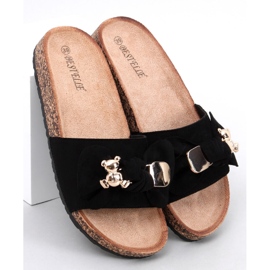 Loups Pantuflas de corcho negras con osito negro 5