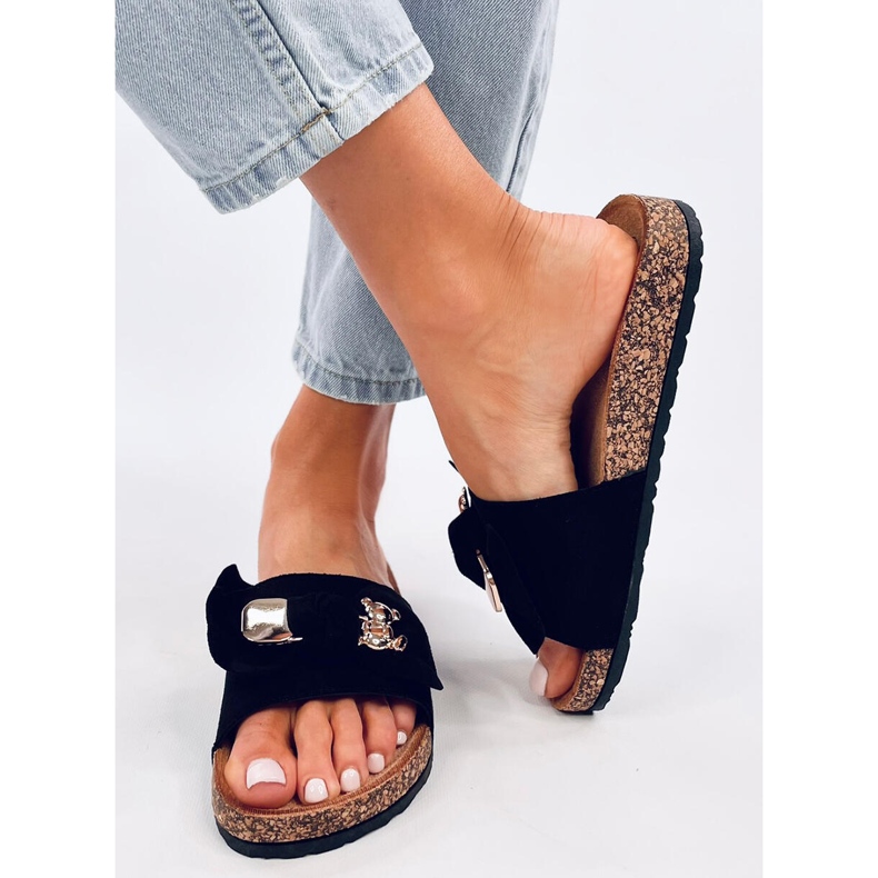 Loups Pantuflas de corcho negras con osito negro 2 Loups Pantuflas de corcho negras con osito negro 2