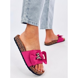 Pantuflas Loups de corcho fucsia con osito rosado 3