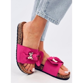 Pantuflas Loups de corcho fucsia con osito rosado 2