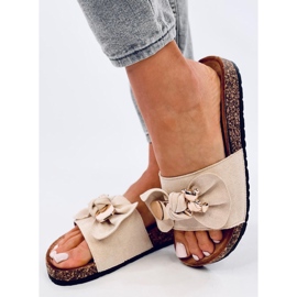 Loups Pantuflas de corcho beige con osito 3