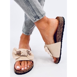 Loups Pantuflas de corcho beige con osito 2