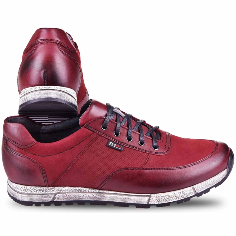 Kampol Zapatos casual hombre piel 31/34 granate rojo 2