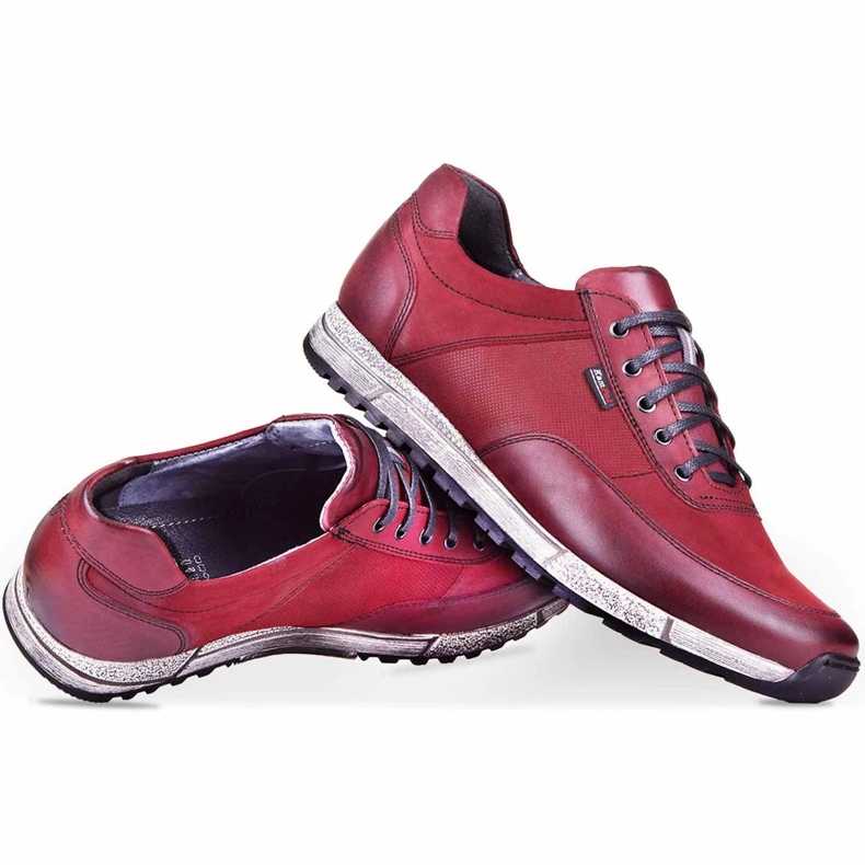 Kampol Zapatos casual hombre piel 31/34 granate rojo 3