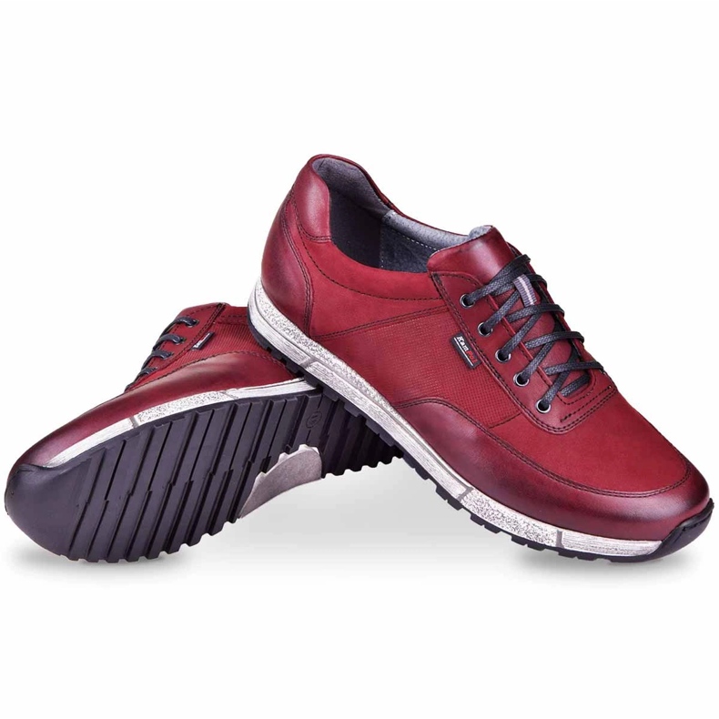 Kampol Zapatos casual hombre piel 31/34 granate rojo 4
