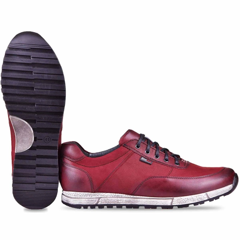 Kampol Zapatos casual hombre piel 31/34 granate rojo 5