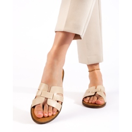 Chanclas clásicas de mujer beige. 3
