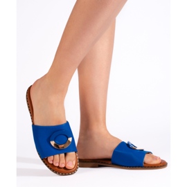 Chanclas planas mujer azules 2