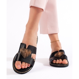 Chanclas planas de mujer negras negro 3