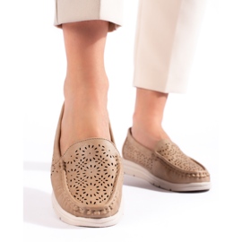 Mocasines calados para mujer, beige oscuro 3