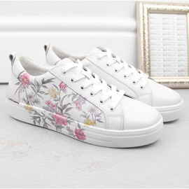Zapatos de piel, zapatillas deportivas de mujer con flores, Filippo DP6056 blanco 5