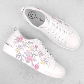 Zapatos de piel, zapatillas deportivas de mujer con flores, Filippo DP6056 blanco 6