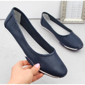 Bailarinas slip-on mujer en piel calada azul marino Filippo DP3681 4