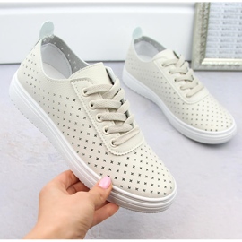 Deportivas mujer caladas beige Sabatina 0819 4