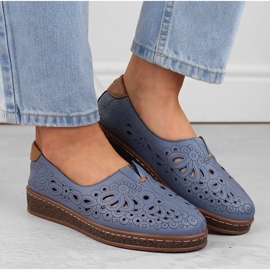Zapato slip-on mujer piel calado azul Artiker 54C1440 3