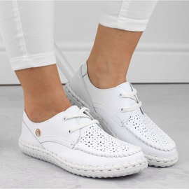 Zapatos mujer piel, mocasines con cordones, blanco Artiker 54C-1520 3