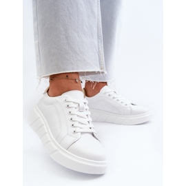 Deportivas Mujer de Piel con Plataforma, Blanco Danida 3