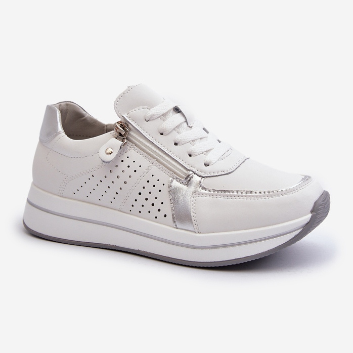 Deportivas Mujer de Piel con Plataforma Blanco Ligustra 2