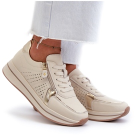 Deportivas Mujer de Piel con Plataforma Ligustra Beige 9