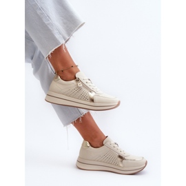 Deportivas Mujer de Piel con Plataforma Ligustra Beige 8