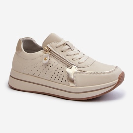 Deportivas Mujer de Piel con Plataforma Ligustra Beige 1