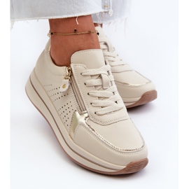 Deportivas Mujer de Piel con Plataforma Ligustra Beige 5