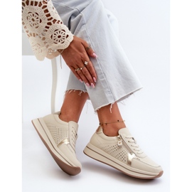 Deportivas Mujer de Piel con Plataforma Ligustra Beige 7