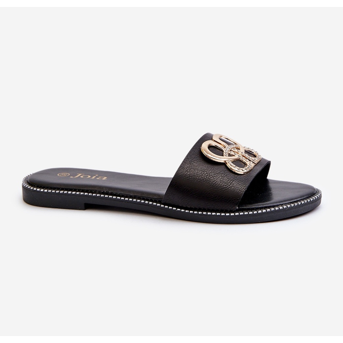 Chanclas De Mujer Con Adorno De Piel Ecológica En Tacón Plano, Sadria Negra negro 1