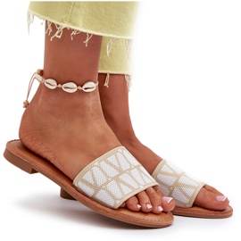 Chanclas de Tacón Plano para Mujer Beige Traivea 7