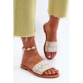 Chanclas de Tacón Plano para Mujer Beige Traivea 4