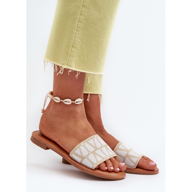 Chanclas de Tacón Plano para Mujer Beige Traivea 2