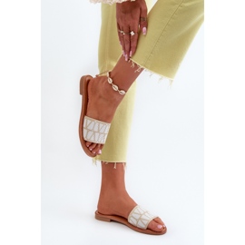 Chanclas de Tacón Plano para Mujer Beige Traivea 6