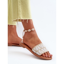 Chanclas de Tacón Plano para Mujer Beige Traivea 5