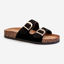 Chanclas de mujer con plataforma de corcho y tiras, Negro Doretta 1