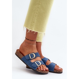 Chanclas vaqueras de mujer con plataforma de corcho y tiras, azul oscuro Doretta 2