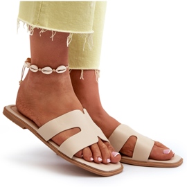 Chanclas Planas De Mujer Con Aberturas Beige Fiviama 7