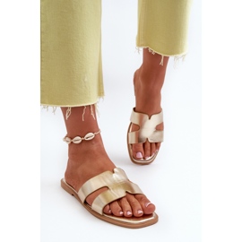 Chanclas Planas de Mujer con Aberturas Dorado Fiviama 4