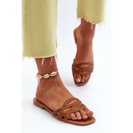 Chanclas Mujer Piel Ecológica Tacón Plano, Marrón, Moldela 4