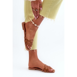 Chanclas Mujer Piel Ecológica Tacón Plano, Marrón, Moldela 6